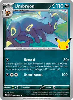 Carta Umbreon dell'espansione 30° Anniversario, numero 091/128