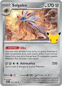 Carta Solgaleo dell'espansione 30° Anniversario, numero 105/128