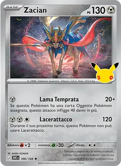 Carta Zacian dell'espansione 30° Anniversario, numero 106/128