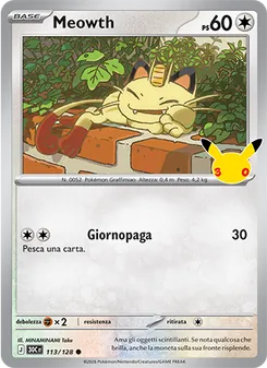 Carta Meowth dell'espansione 30° Anniversario, numero 113/128