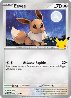 Carta Eevee dell'espansione 30° Anniversario, numero 118/128