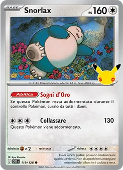 Carta Snorlax dell'espansione 30° Anniversario, numero 119/128