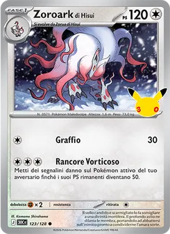Carta Zoroark di Hisui dell'espansione 30° Anniversario, numero 123/128