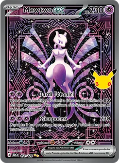 Carta Mewtwo-ex dell'espansione 30° Anniversario, numero 151/128