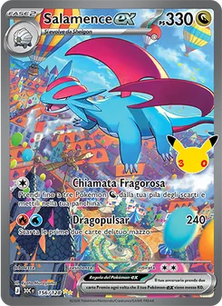 Carta Salamence-ex dell'espansione 30° Anniversario, numero 156/128