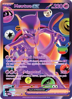 Carta Mewtwo-ex dell'espansione 30° Anniversario, numero 157/128