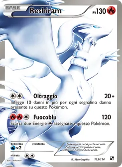 Carta Reshiram dell'espansione Nero e Bianco, numero 113/114