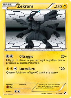 Carta Zekrom dell'espansione Nero e Bianco, numero 47/114