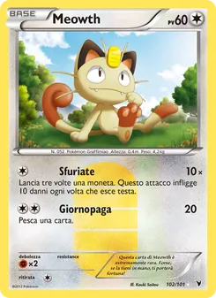 Carta Meowth dell'espansione Vittorie Regali, numero 102/101