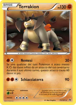 Carta Terrakion dell'espansione Vittorie Regali, numero 73/101