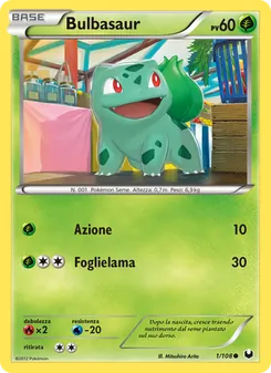 Carta Bulbasaur dell'espansione Esploratori delle Tenebre, numero 1/108