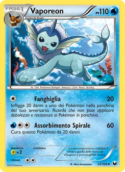 Carta Vaporeon dell'espansione Esploratori delle Tenebre, numero 25/108