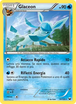 Carta Glaceon dell'espansione Esploratori delle Tenebre, numero 30/108