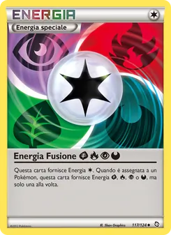 Carta Energia Fusione GrassFirePsychicDarkness dell'espansione Stirpe dei Draghi, numero 117/124