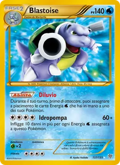 Carta Blastoise dell'espansione Uragano Plasma, numero 137/135