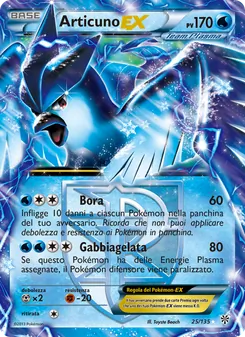 Carta Articuno-EX dell'espansione Uragano Plasma, numero 25/135