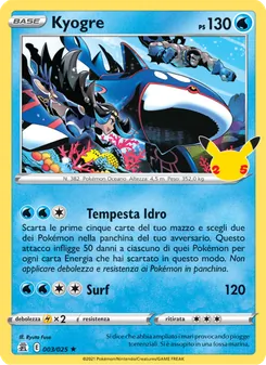 Carta Kyogre dell'espansione Gran Festa, numero 3/25