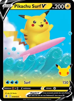 Carta Pikachu Surf V dell'espansione Gran Festa, numero 8/25