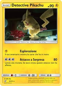 Carta Detective Pikachu dell'espansione Detective Pikachu, numero 10/18