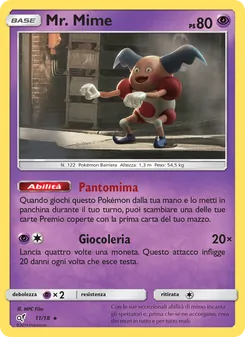 Carta Mr. Mime dell'espansione Detective Pikachu, numero 11/18