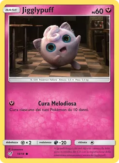 Carta Jigglypuff dell'espansione Detective Pikachu, numero 14/18