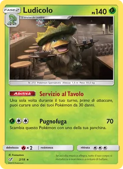 Carta Ludicolo dell'espansione Detective Pikachu, numero 2/18