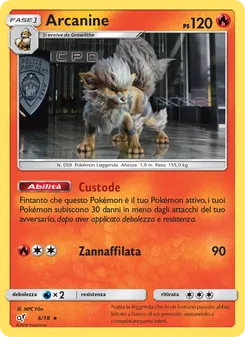 Carta Arcanine dell'espansione Detective Pikachu, numero 6/18