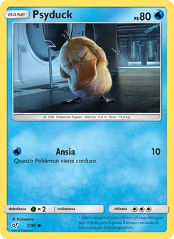 Carta Psyduck dell'espansione Detective Pikachu, numero 7/18