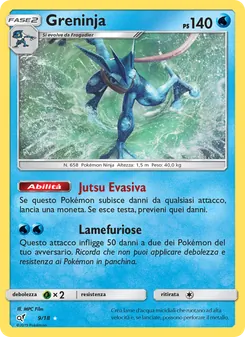Carta Greninja dell'espansione Detective Pikachu, numero 9/18