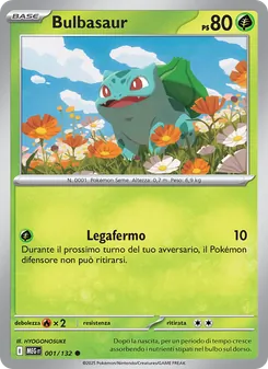 Carta Bulbasaur dell'espansione Megaevoluzione, numero 001/132