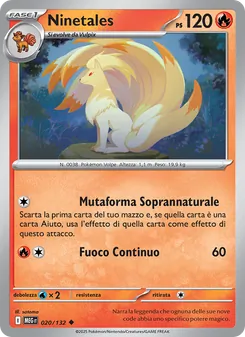 Carta Ninetales dell'espansione Megaevoluzione, numero 020/132