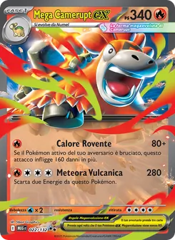 Carta Mega Camerupt-ex dell'espansione Megaevoluzione, numero 022/132