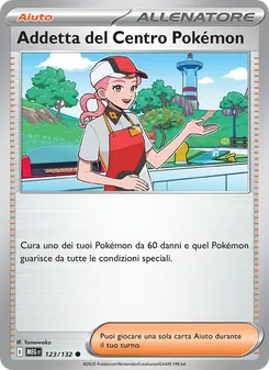 Carta Addetta del Centro Pokémon dell'espansione Megaevoluzione, numero 123/132