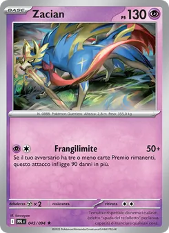 Carta Zacian dell'espansione Fiamme Spettrali, numero 045/94