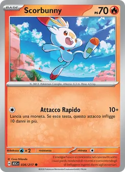 Carta Scorbunny dell'espansione Ascesa Eroica, numero 036/217
