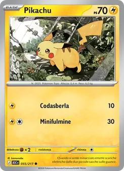 Carta Pikachu dell'espansione Ascesa Eroica, numero 055/217