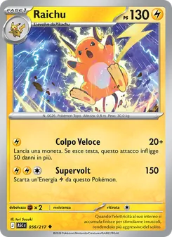 Carta Raichu dell'espansione Ascesa Eroica, numero 056/217