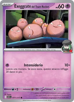 Carta Exeggcute del Team Rocket dell'espansione Ascesa Eroica, numero 077/217
