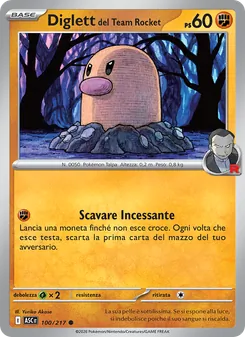 Carta Diglett del Team Rocket dell'espansione Ascesa Eroica, numero 100/217