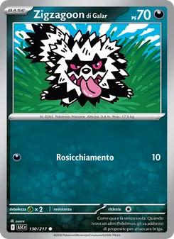 Carta Zigzagoon di Galar dell'espansione Ascesa Eroica, numero 130/217