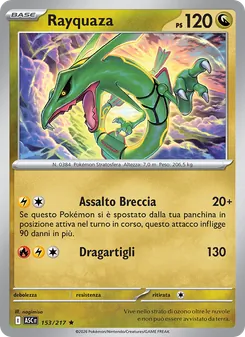 Carta Rayquaza dell'espansione Ascesa Eroica, numero 153/217