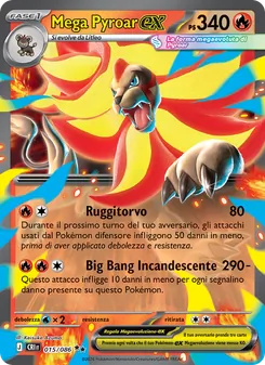 Carta Mega Pyroar-ex dell'espansione Caos Nascente, numero 015/86