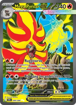 Carta Mega Pyroar-ex dell'espansione Caos Nascente, numero 099/86