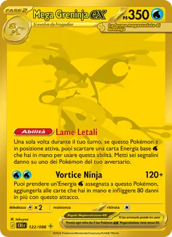 Carta Mega Greninja-ex dell'espansione Caos Nascente, numero 122/86