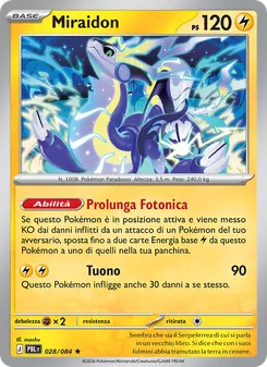 Carta Miraidon dell'espansione Buio Pesto, numero 028/84
