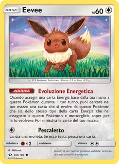 Carta Eevee dell'espansione Sole e Luna, numero 101/149