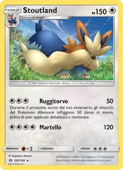 Carta Stoutland dell'espansione Sole e Luna, numero 105/149
