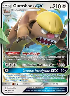 Carta Gumshoos GX dell'espansione Sole e Luna, numero 110/149