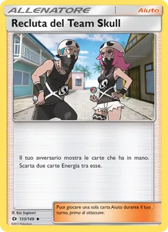 Carta Recluta del Team Skull dell'espansione Sole e Luna, numero 133/149