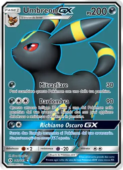 Carta Umbreon GX dell'espansione Sole e Luna, numero 142/149